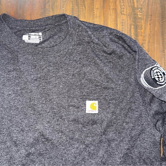 Carhartt Men's Loose Fit Heavyweight Long-Sleeve Pocket Henley Gray T-Shirt XL - Picture 2 of 9